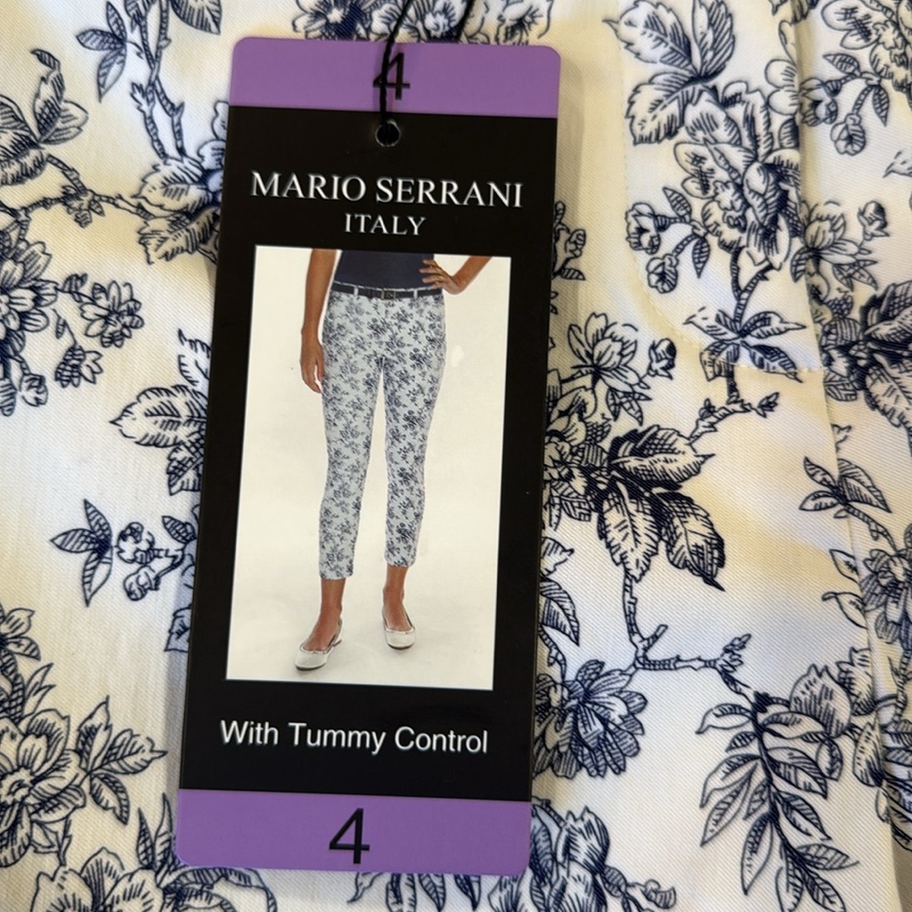 NWT Mario Serrani Floral Print Pants w Tummy Control Size 4 x 27 - Picture 9 of 14
